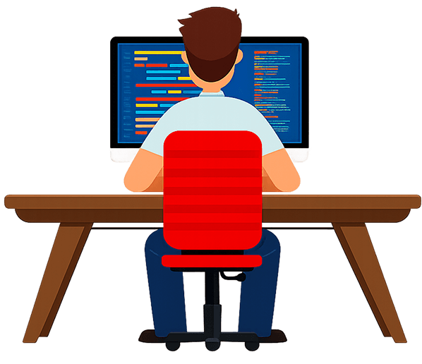 Developer at desk